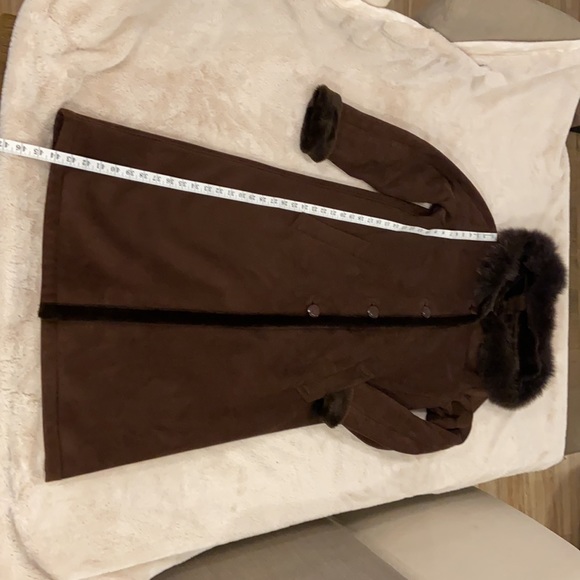MANTEAUX Long Collar Hood Brown Coat - Picture 7 of 11